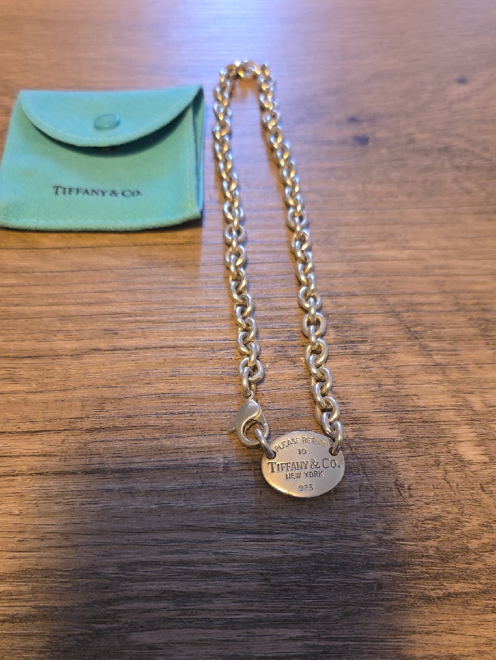 Tiffany & Co. Silver Link Choker with Oval Tag